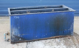 84 x 18 x 36" mild steel polypro lined, bottom outlet