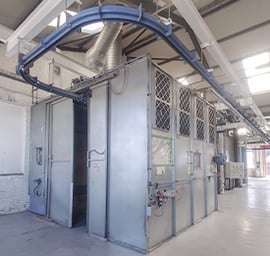 Wet Back Spray Booth with Conveyor & Curing Oven