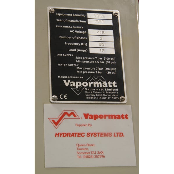 Vapormatt Vapormaster 1315 Wet Blast Cabinet