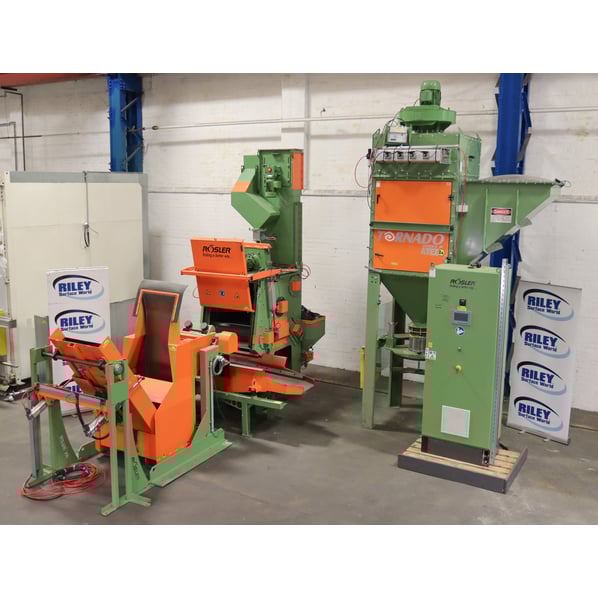 Rosler Batch Tumble Belt Blast Cleaning Machine with Loader and Dust Extraction