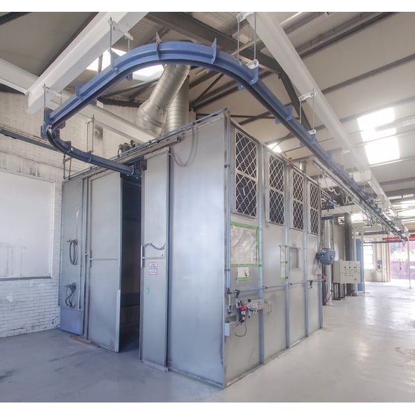 Manual Wet Back Spray Booth with Conveyor