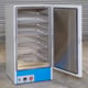 Discreet sheathed heating elements and fan fitted in the base of the chamber