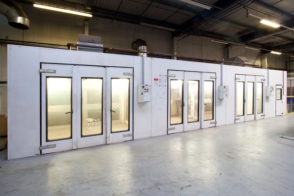 SPARTAN modular paint and drying booths complete with paint mixing room.