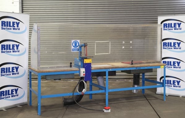 Twin Downdraft Extraction Bench with Perspex Surround. (Linisher not included)