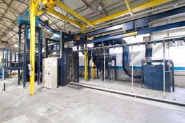 Tilghman (Wheelabrator) Throughfeed Air Driven AutoTwin Vertical Reciprocating 8 Gun Shotpeenner